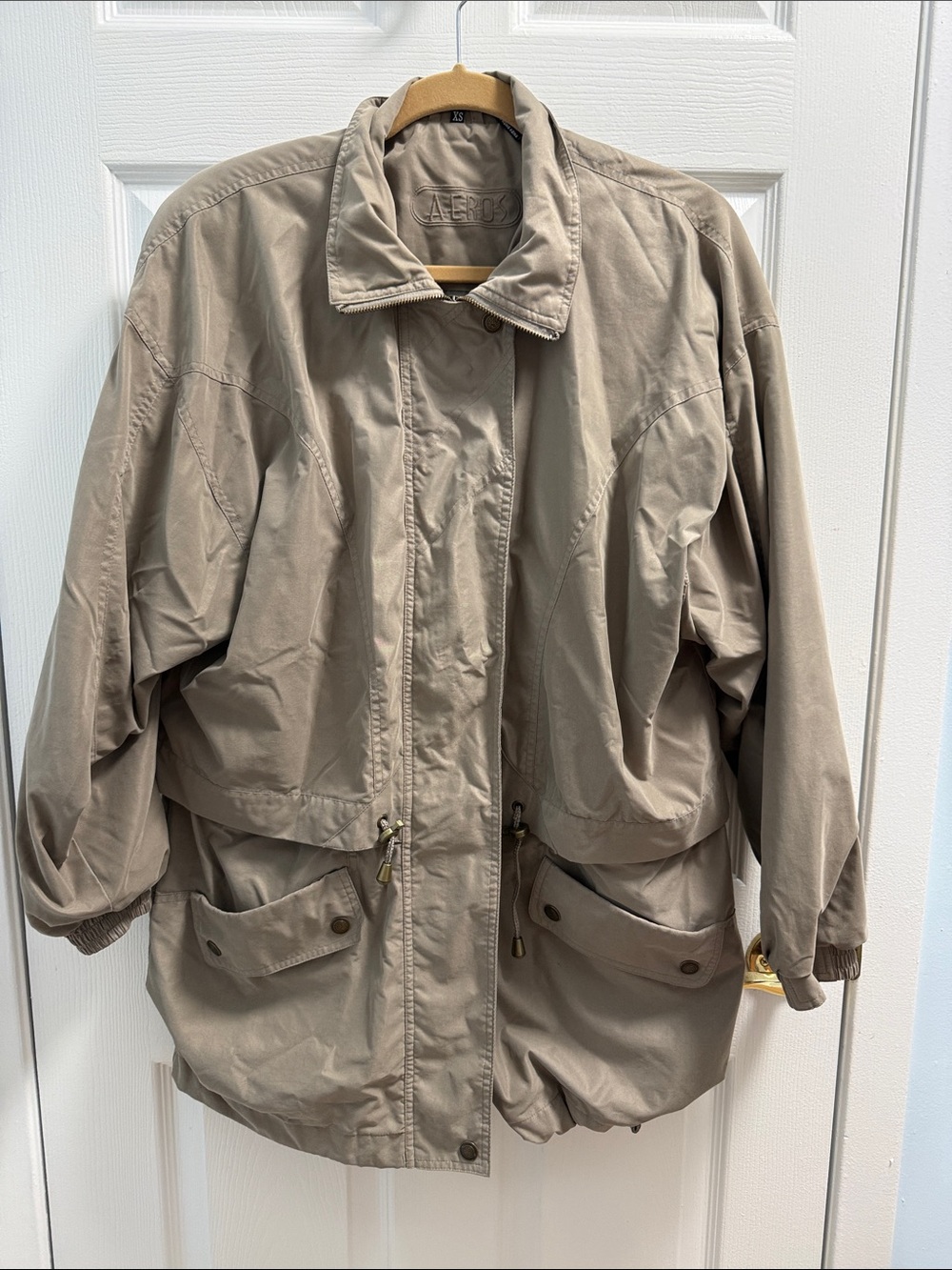 Aero Women's Taupe Utility Jacket with Drawcord Waist